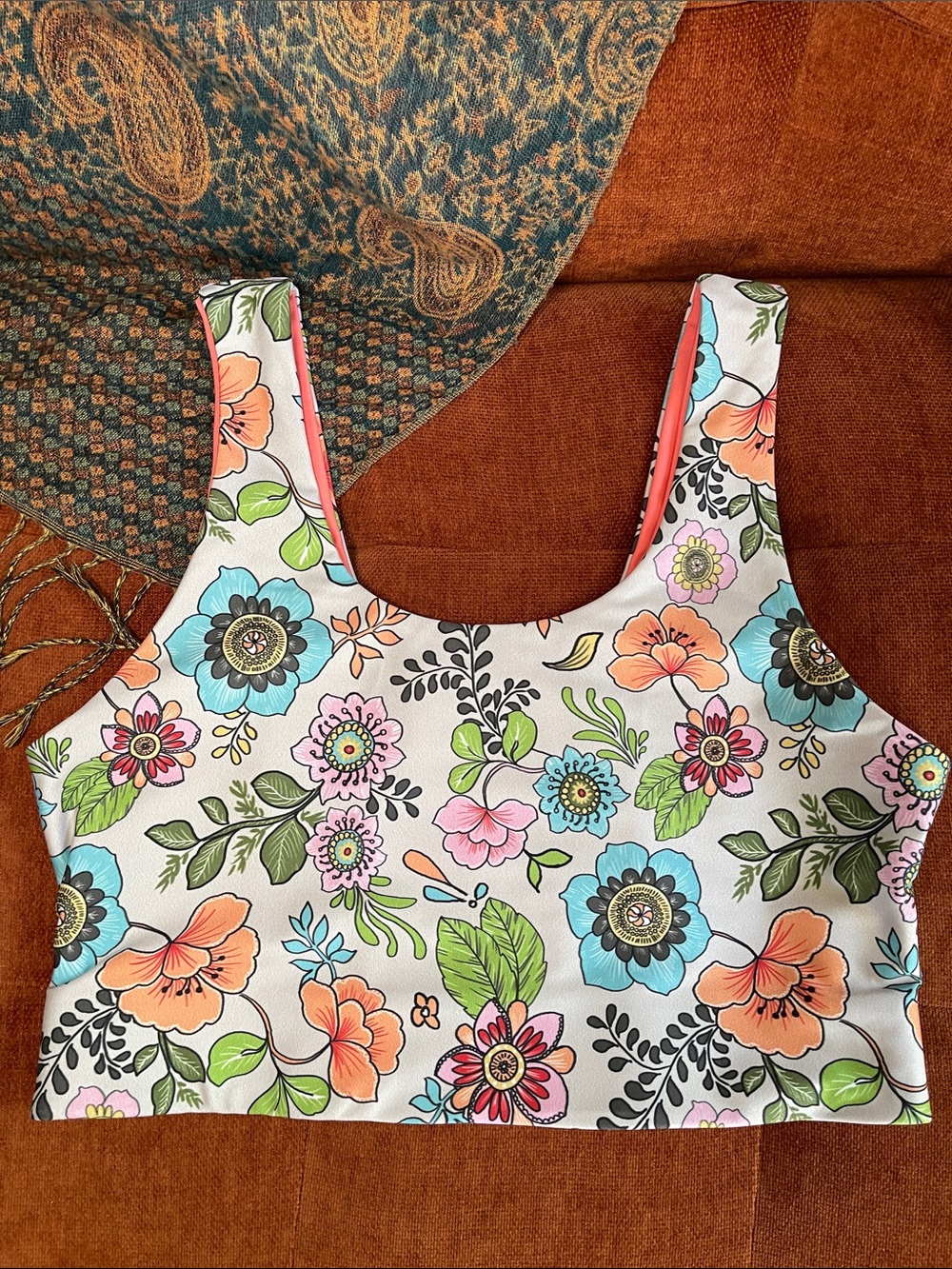BECCA coral floral orange sports bra, LARGE. (2 of 2 listed)